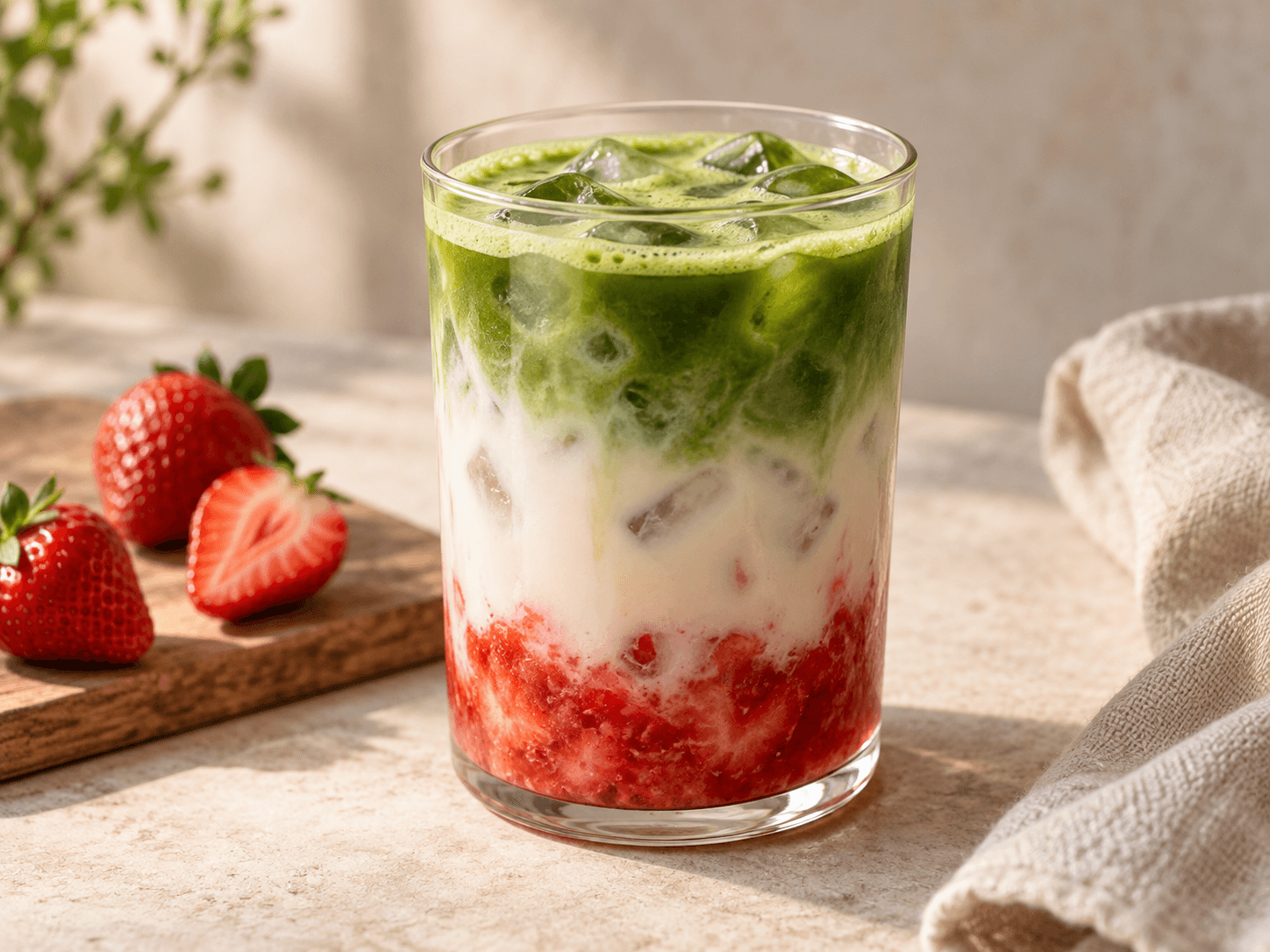 AI illustration of Strawberry cloud matcha